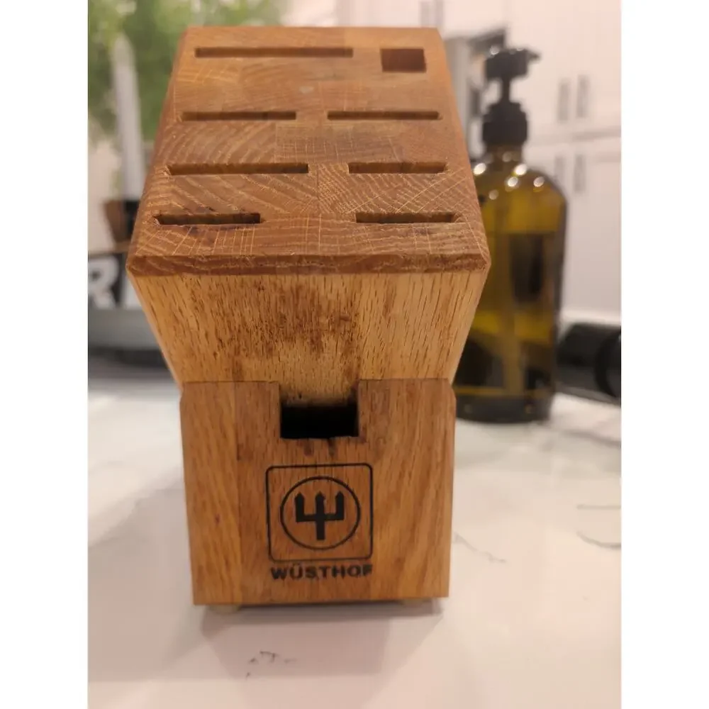WUSTHOF 9 Slot Knife Storage Block Solid Oak (?) Wood Block, NO KNIVES
